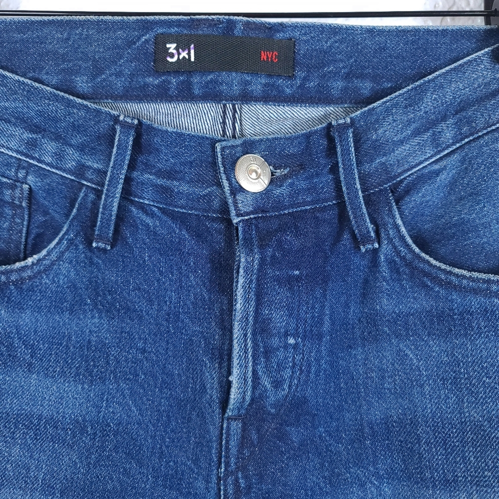 3x1 NYC Fringe Straight Crop Selvedge Jeans Lima Mid Wash - Picture 5 of 14